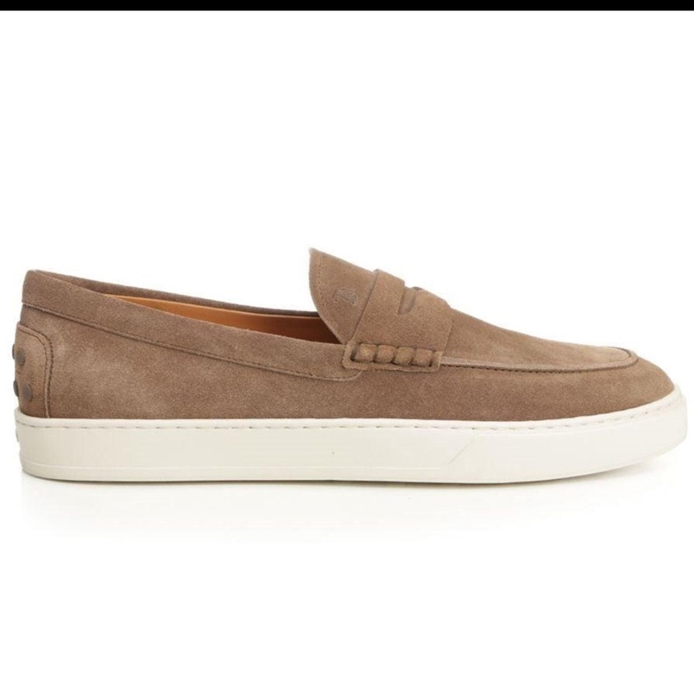 Tod's Brown Suede Loafers with White Sole